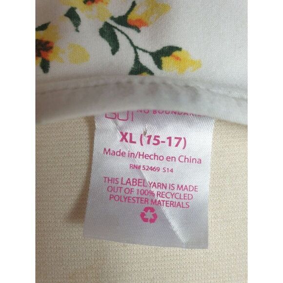 Women's Floral High-Low Dress XL Fairy Puff Sleeves Waist Tie White Pink Yellow - Picture 5 of 9